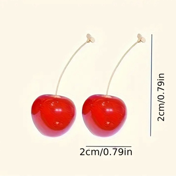 Red Cherry Earrings - Picture 3 of 5